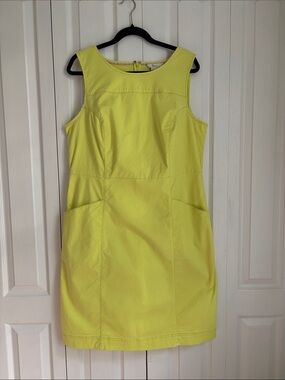 Boden Sleeveless Pencil Dress. Bright Yellow/Green Color. Size 14L